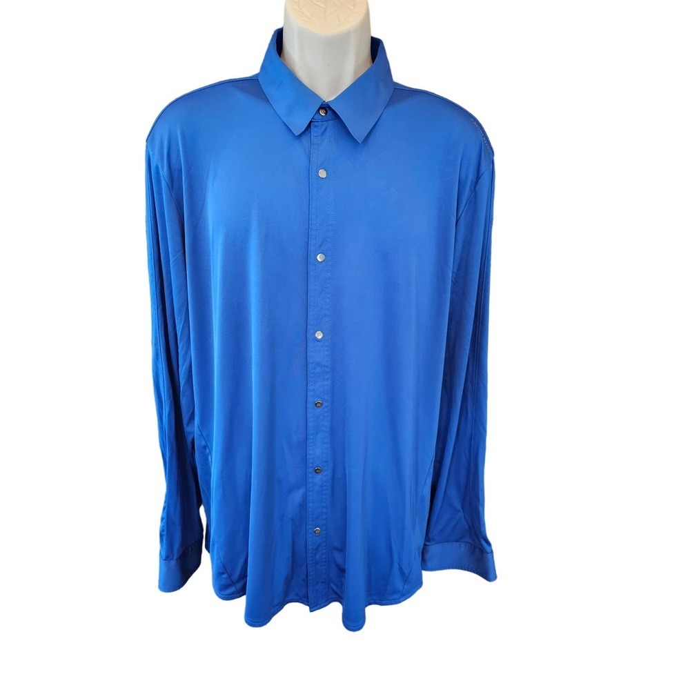 Calvin klein performance size XL snap button up long sleeve blue career casual ^